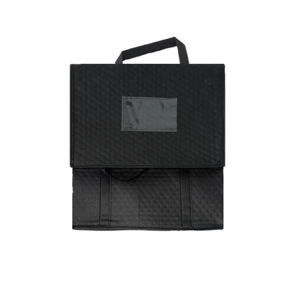 Insulated Food Delivery Bag -  Thermal Carrier with Handle | Black Large 100 Pcs Wholesale