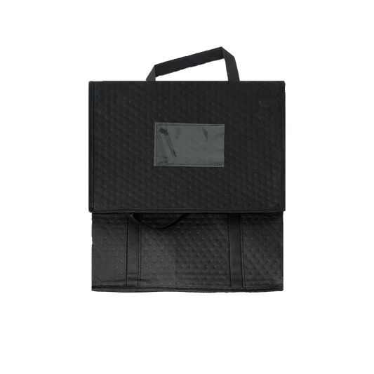 Insulated Food Delivery Bag -  Thermal Carrier with Handle | Black Large