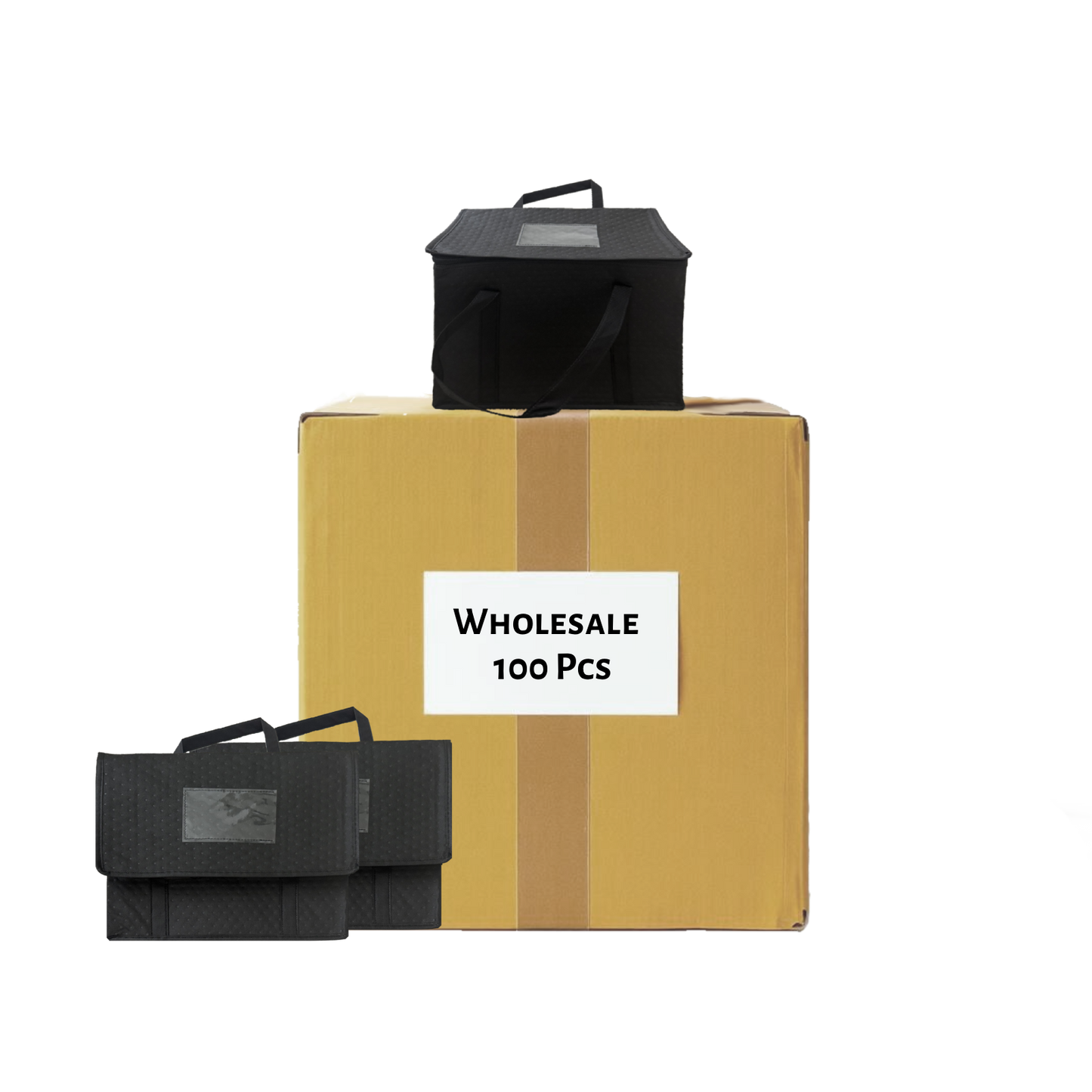 Insulated Food Delivery Bag -  Thermal Carrier with Handle | Black Small 100 Pcs Wholesale