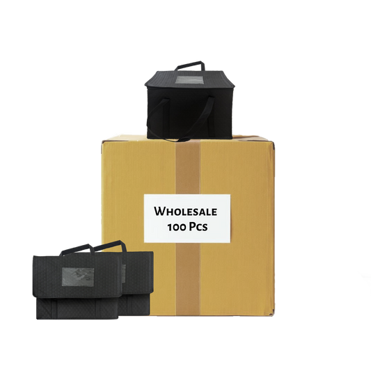 Insulated Food Delivery Bag -  Thermal Carrier with Handle | Black Small 100 Pcs Wholesale